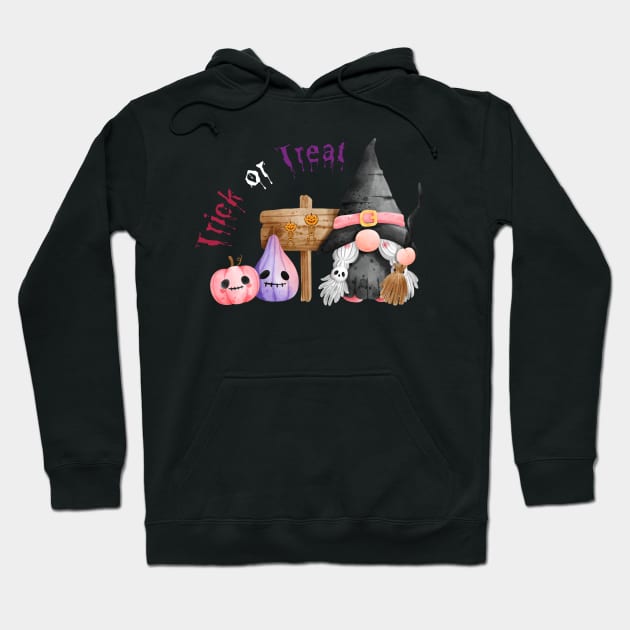 Trick or Treat Halloween! Cute Gnomes Halloween Pumpkin Spooky Season Autumn Vibes Halloween Thanksgiving Hoodie by BellaPixel